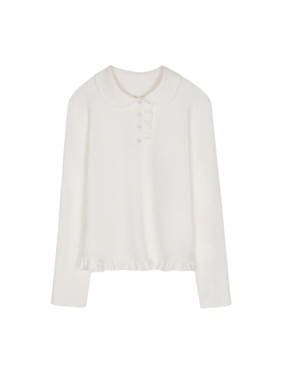 Белая рубашка с длинными рукавами Cheese Rabbit женская дизайнерская лоскутная