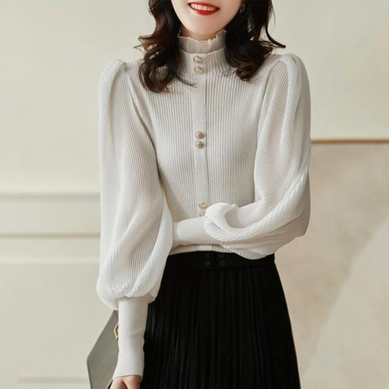 

Корейский простой модный джемпер, Осенний однотонный облегающий пуловер с высоким воротником, топы, шикарный базовый женский винтажный Пов...