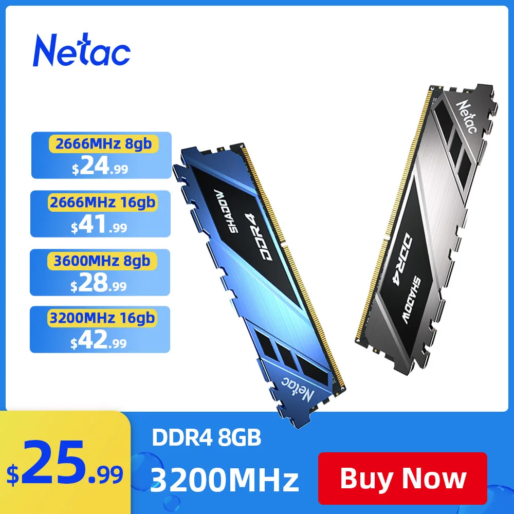 Оперативная память Netac ddr4 8 ГБ 16 32 2666 МГц 3200 | Компьютеры и офис