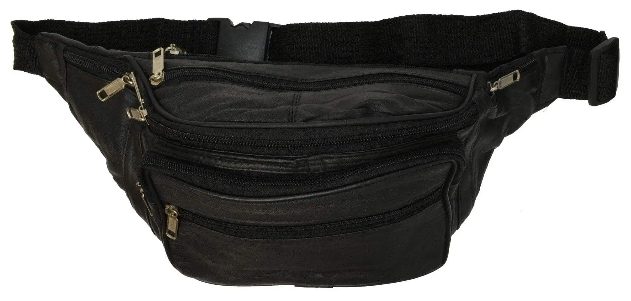 

New Design Large Multi Zippered Genuine Leather Fanny Pack Waist Bag 041
