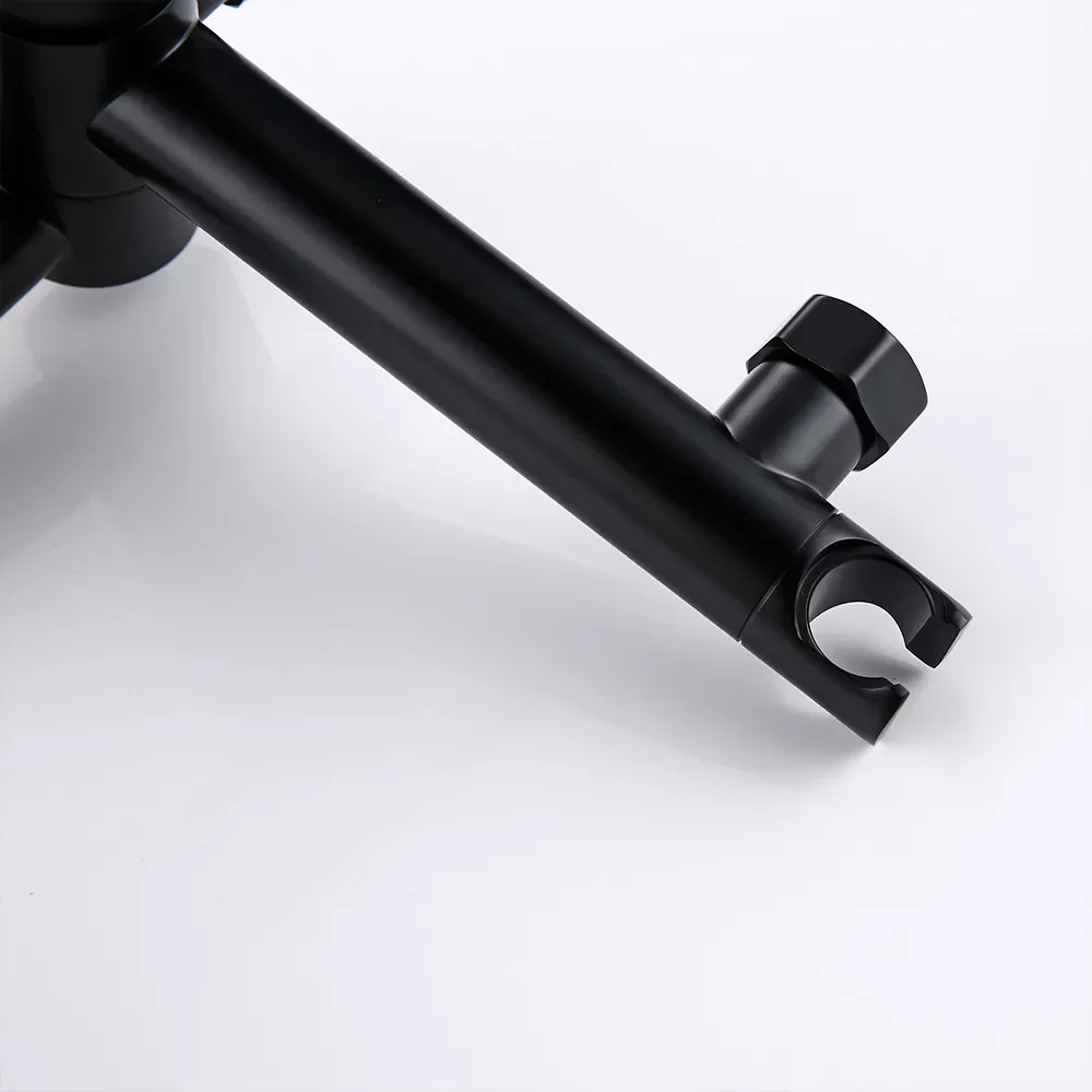 

Brass Black Wall-Mounted Hot and Cold Mixed Type Bathtub Spout Hand Spray Shower Seat Bathroom Faucet