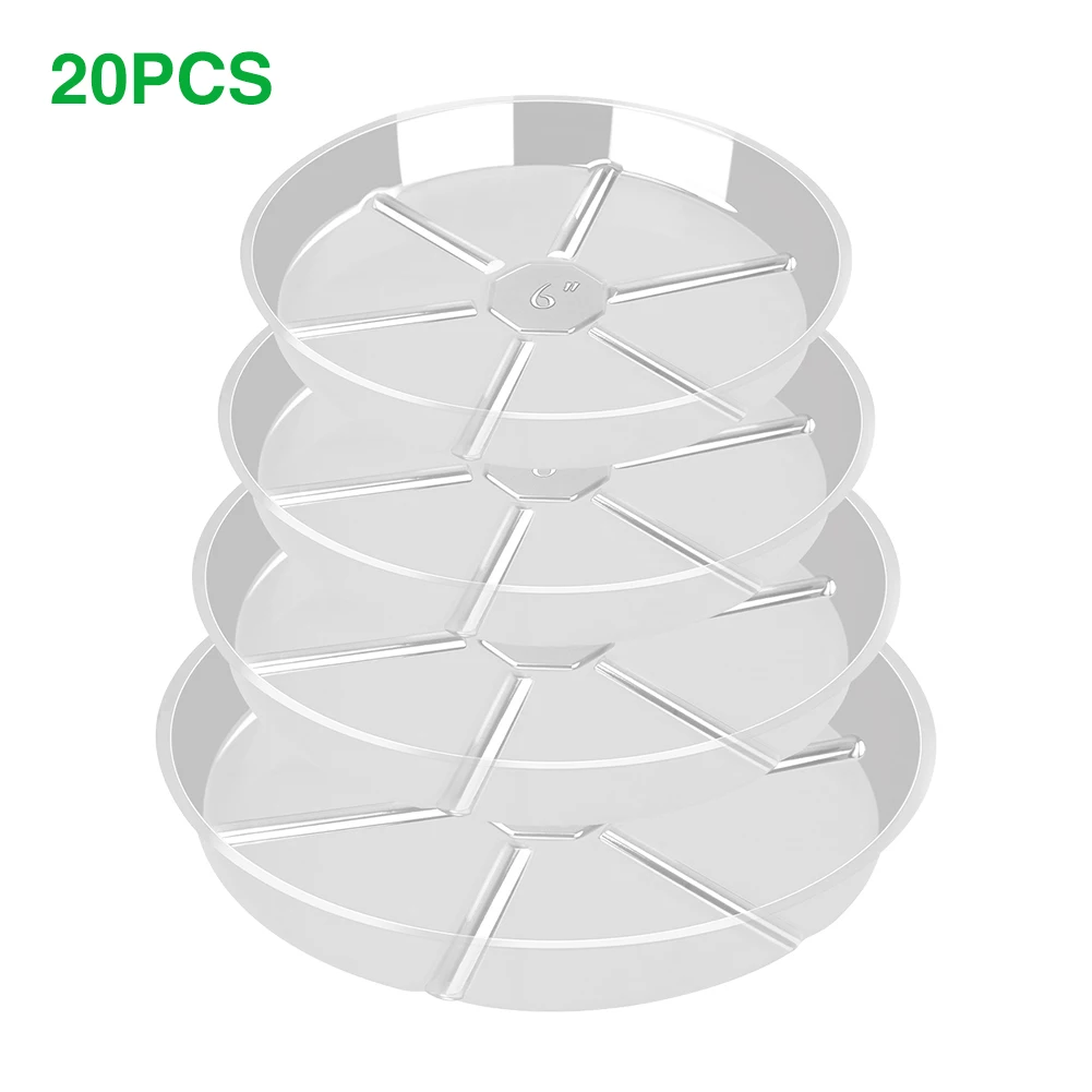 

20pcs Plant Saucers Balcony Accessories Nursery 6 8 10 12inch Bonsai Reusable Indoor Outdoor Clear Flower Pot Tray Pet Garden