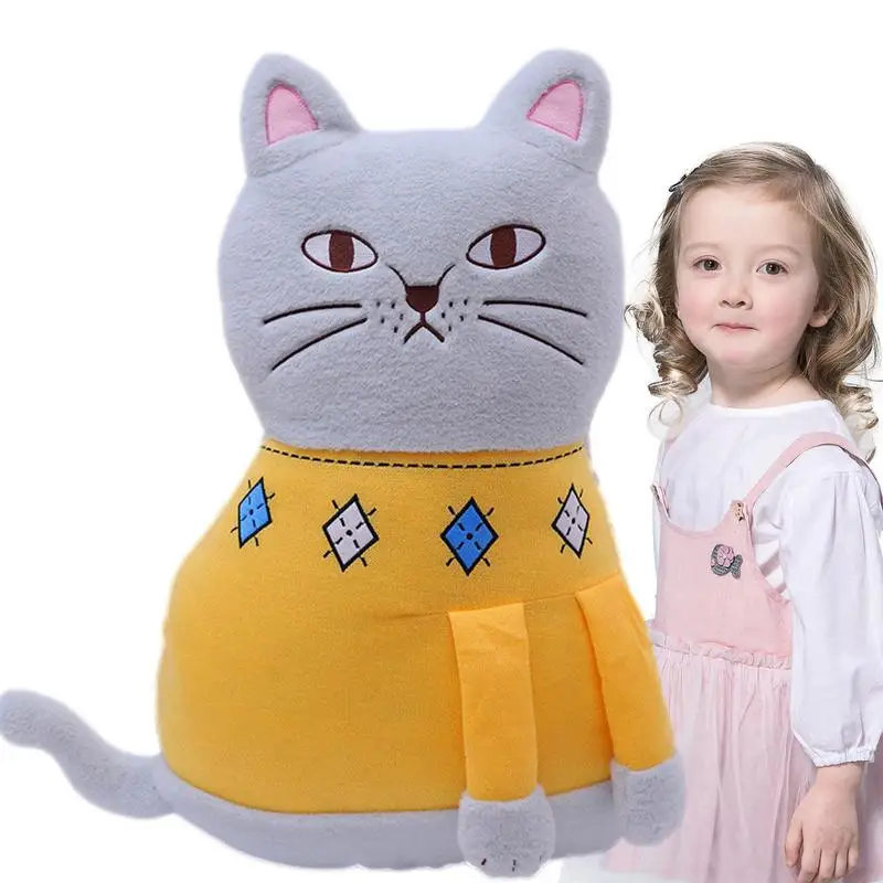 

Soft Cat Plush Soft Fluffy Cat Plush Pillow Hugging Toy Non-fading Japanese Cat Plush Doll Cute Embroidery Cat Doll Odorless