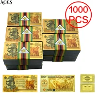1000pcs zimbabwe gold foil banknotes one hundred yottalillion dollars uncurrency with seal zimbabwe banknote collection