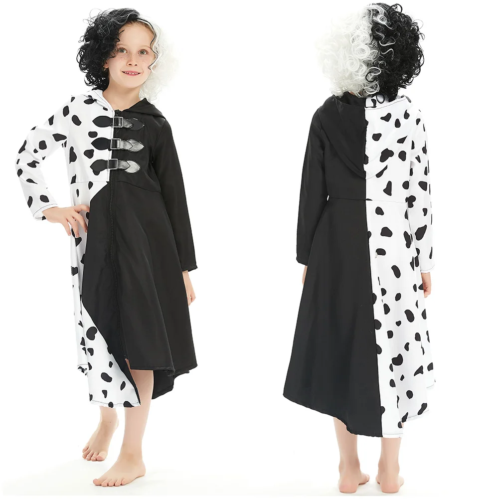 

Детский костюм для косплея Cruella, наряды, костюмы на Хэллоуин, карнавальный костюм