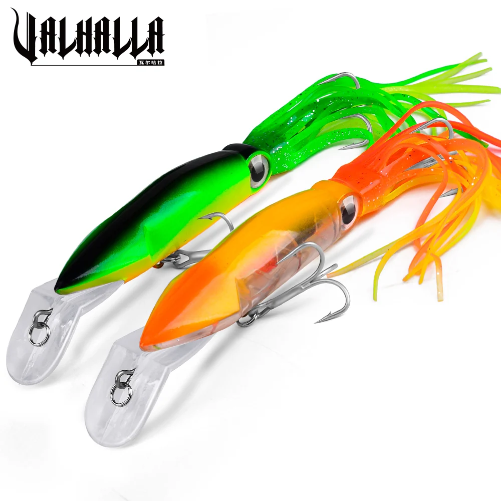 

VALHALLA 1PC Fishing Lures Bionic Baits 23CM-40G Artificial Hard Squid Skirts Octopus Trolling Bait With Hook Rig Fishing Tackle