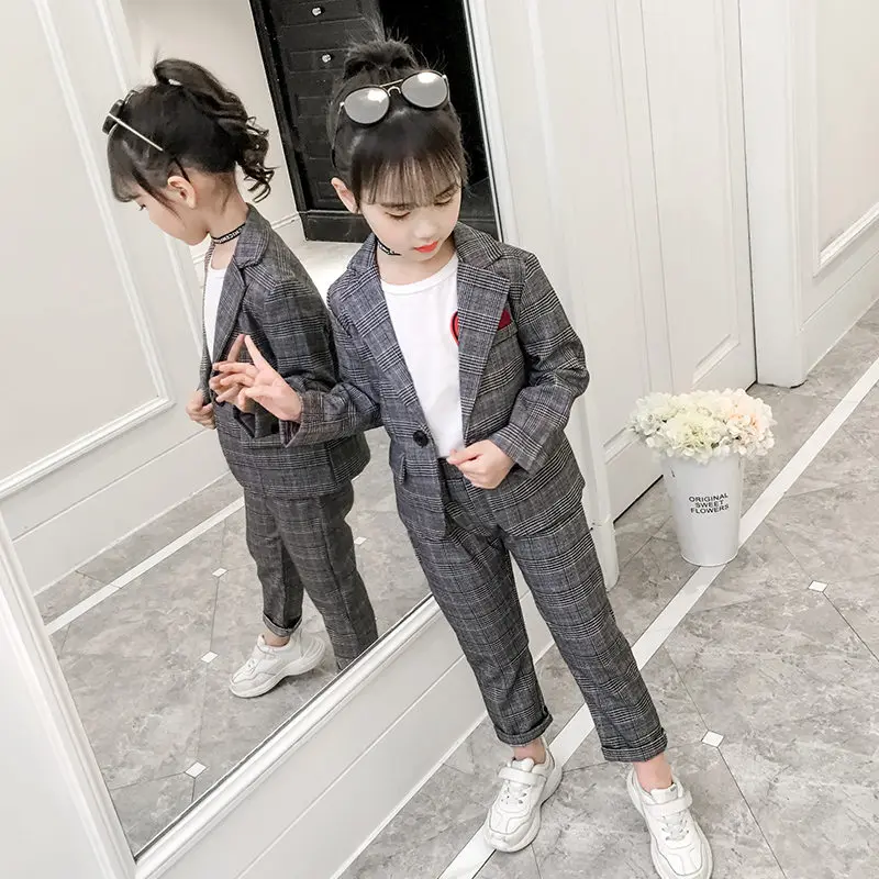 Girls School Clothes Plaid Pattern Teenage Girls Clothing Casual Clothes For Girls Blazer Kids Girls Clothes Set 6 8 10 12 Years