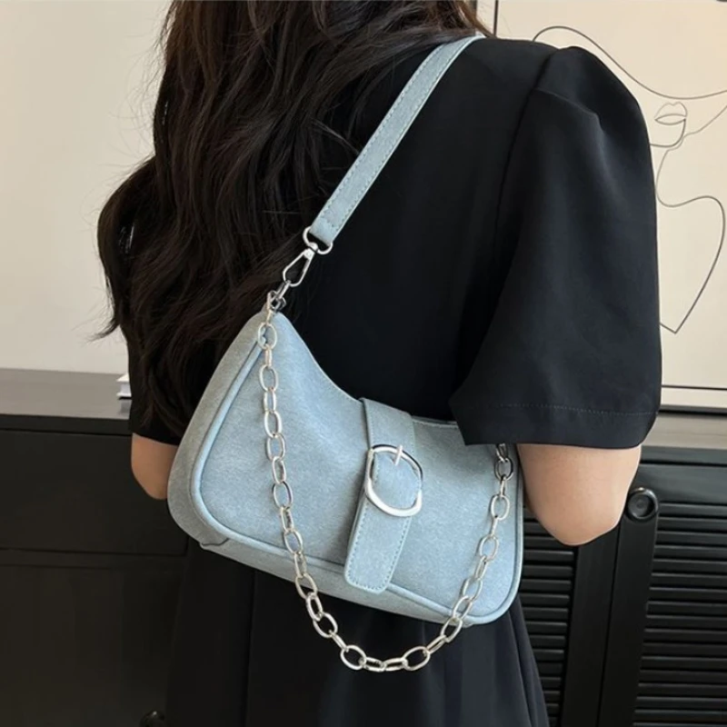 

Простая дизайнерская женская сумка на цепочке под подмышку, женские маленькие сумки на плечо из искусственной кожи, повседневная женская сумка-тоут, сумки на молнии