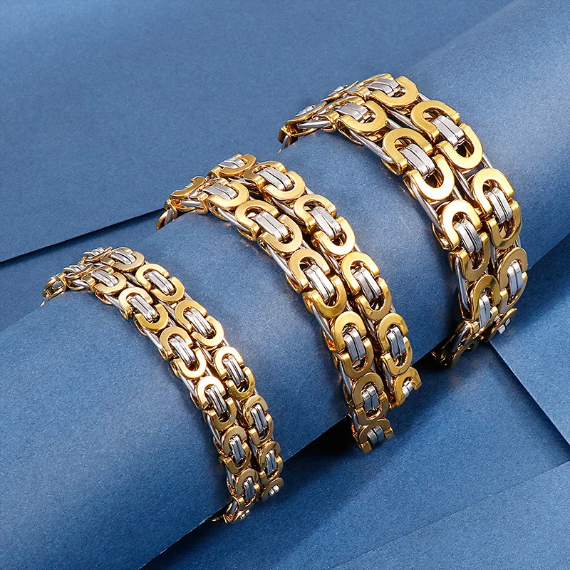 

6/8/10mm Men's Gold Stainless Steel Link Chain Necklace Punk Fashion Jewelry