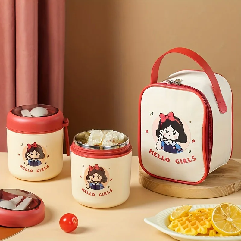 Портативная Герметичная Чашка Для Супа Из Нержавеющей Стали 304 С Крышкой И Ложкой