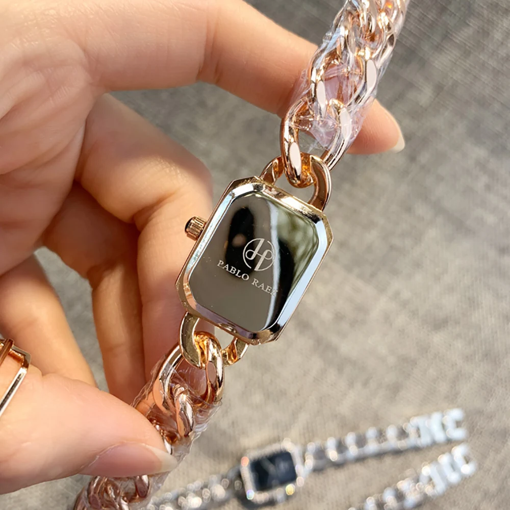 Модные женские часы с цепочкой из нержавеющей стали ретро простые элегантные