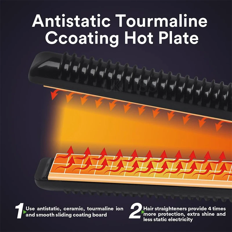 Выпрямитель для волос ROFAELEC 2-в-1 с керамическим турмалином и титановой пластиной