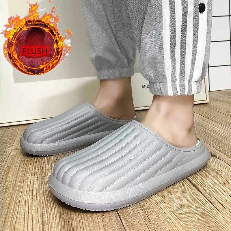 

Winter Cotton Slippers Men Women Unisex Size 36-47 Soft Platform Portable Slip-On Walking Shoes Waterproof Plush Keep Warm