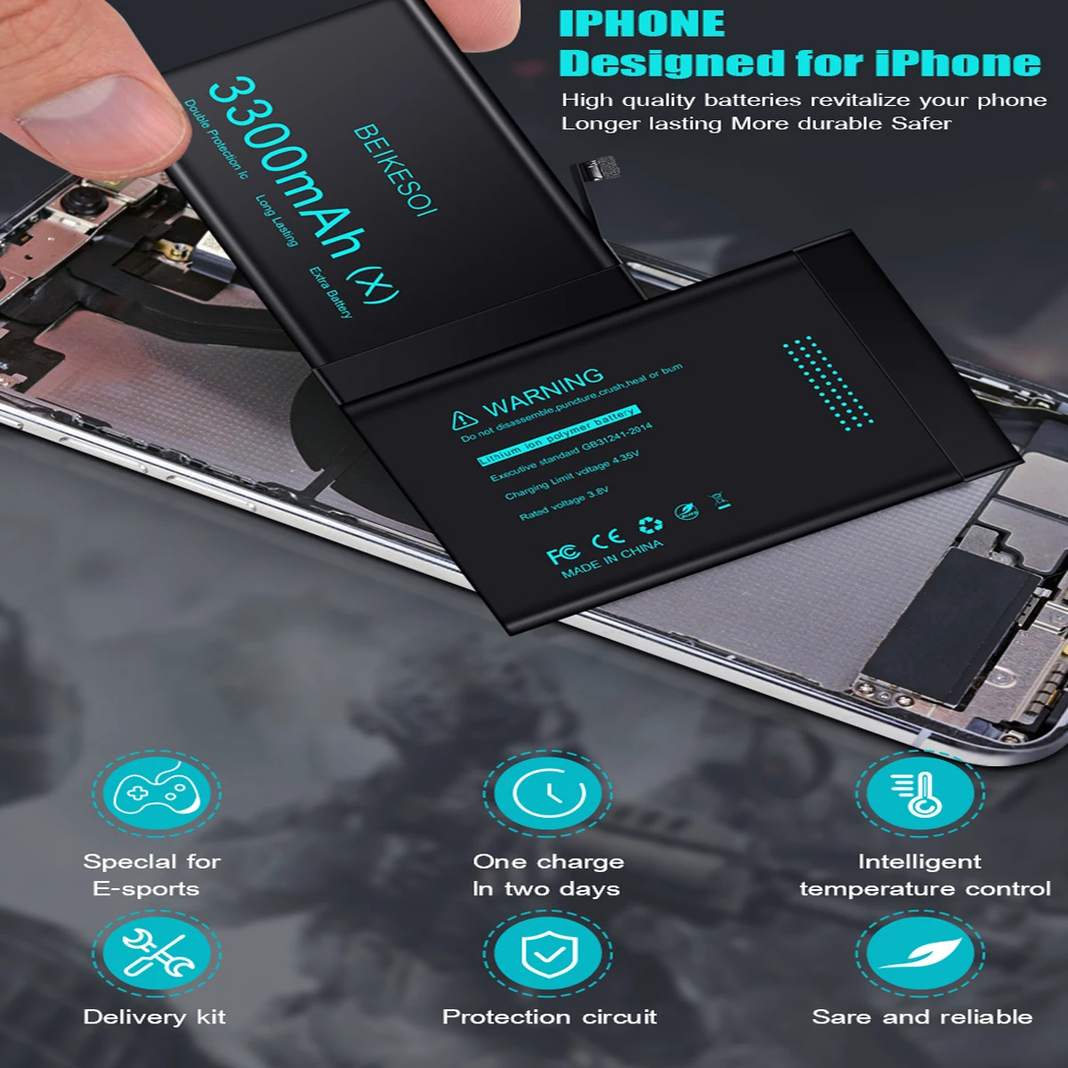 Аккумуляторная батарея BEIKESOI для iPhone X XS XR 11 Pro Max 12 Mini сменный аккумулятор большой