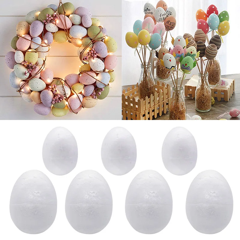 

50pcs Easter Eggs DIY Painting Styrofoam Foam Eggs Easter Home Decoration Eggs Wreath Easter Party Favors Supplies Kids Gifts