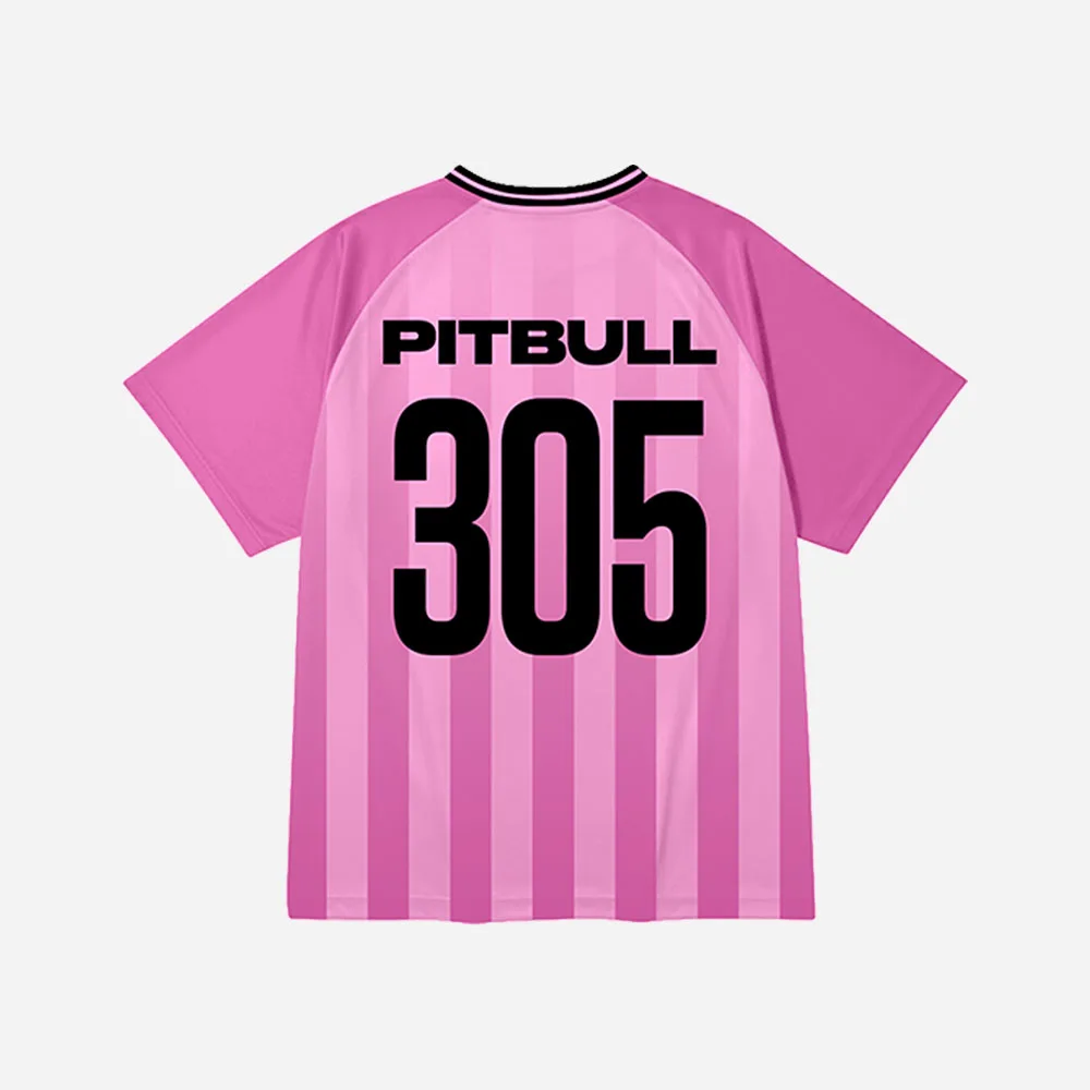 Фото Футболка Pitbull Mr. Worldwide 305 Pink Jersey, свободная летняя унисекс-футболка с коротким рукавом, повседневная уличная одежда, мужская футболка с V-образным вырезом и принтом №3