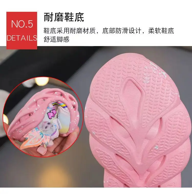 2023 Girls New Lovely Cartoon Sneakers Children Baby Spring Mesh LED Luminous Sports Shoes Infantil Winter Warm Light Up Shoe