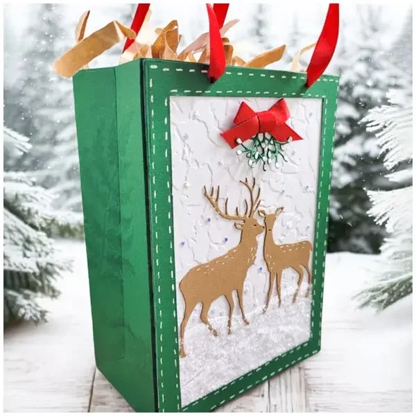 ШтампыУниверсальный подарочный пакет лесной пейзаж металлический трафарет