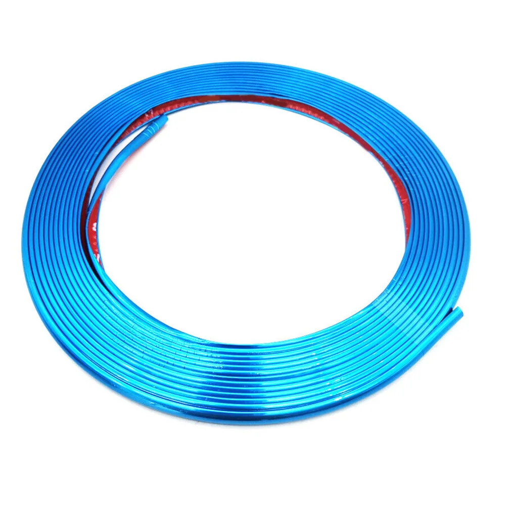 

High Quality Hot Sale New Durable 1x Car Trim Strip 8m Silver 8.2x3mm Blue Double-side Adhesive For Fog Lights