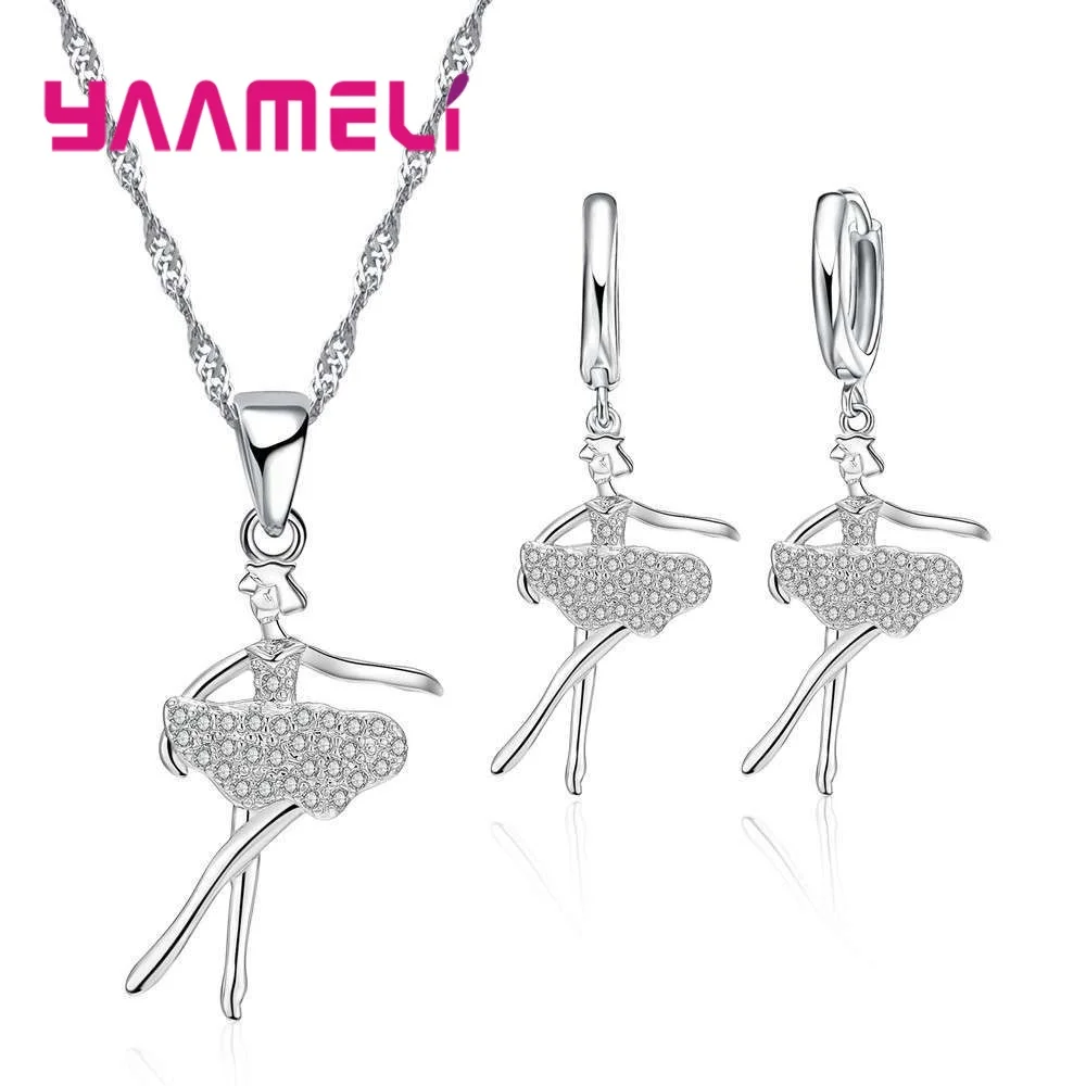 Женское колье с длинной цепочкой подвеска для балерины кристаллами подарочные