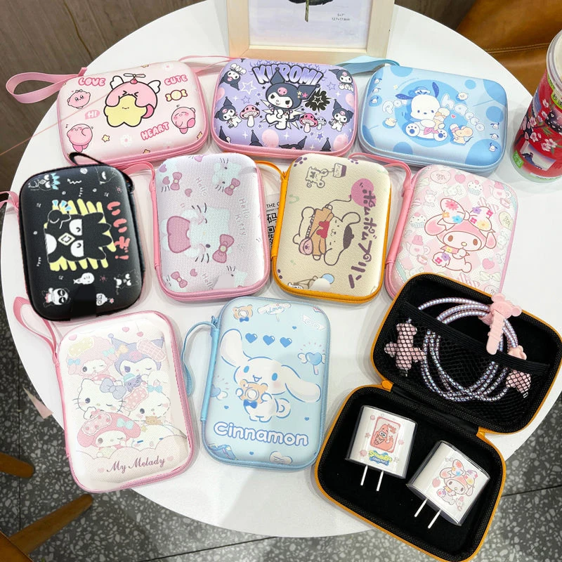 

Kawaii Sanrio Hello Kitty Cinnamoroll Melody Cable Earbuds Storage Earphone Card Protector Box Multicolor Boy Girl Birthday Gift