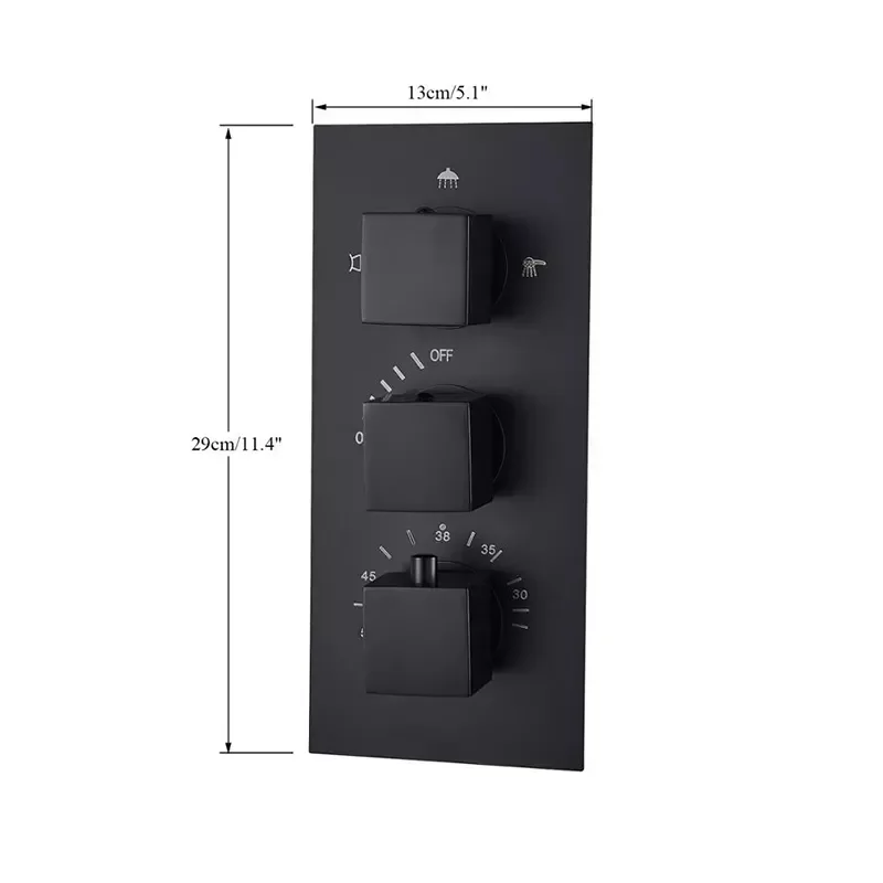

Matte Black 3 way Thermostatic shower mixing valve for bathroom thermostatic shower mixer tap valve chrome brushed nickel