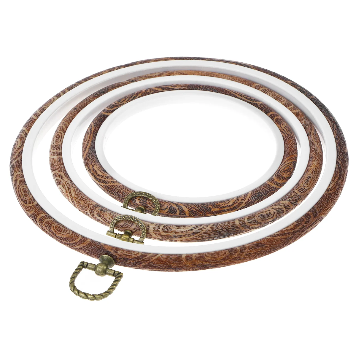 

3Pcs Embroidery Hoops Cross Ring Imitated Wood Circle Set Display Frame for Craft Handy Sewing and Hanging
