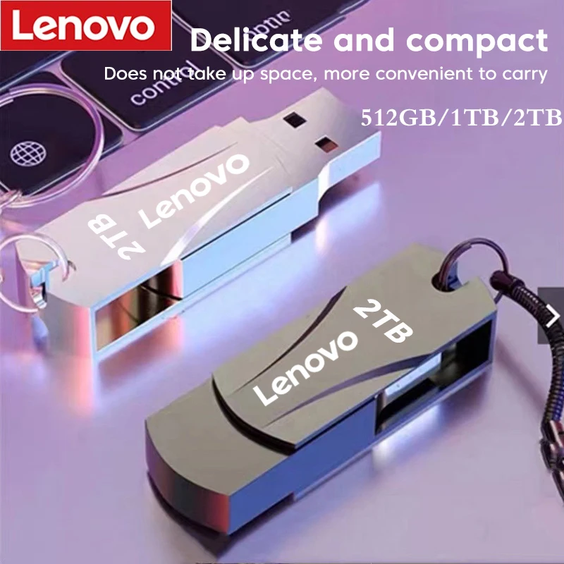 

Lenovo 2TB Original Metal USB 3.0 U Disk Flash Drives High Speed Pendrive 1TB Portable USB Memory Drive Accessory TYPE-C Adapter