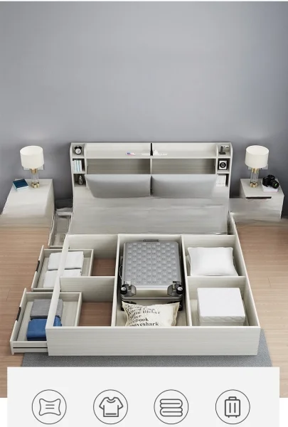 Скандинавские простые регулируемые комоды с обивкой прямоугольные кровати