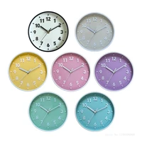 modern simple wall clock 8 inch candy color silent time clocks digital pointer plastic hanging watch living room home decor