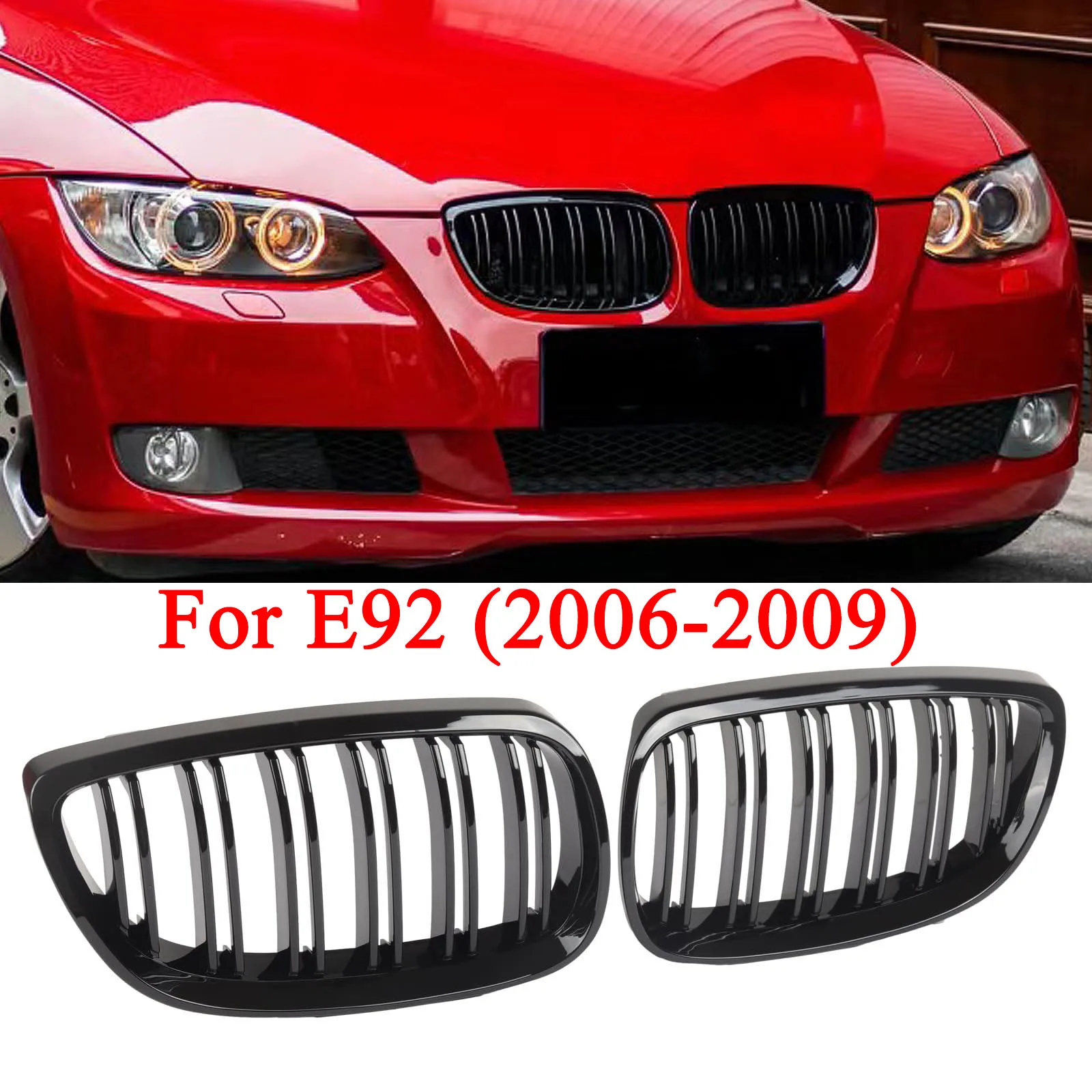 

E92 E93 M3 Решетка переднего бампера для BMW E92 E93 M3 2006-2009 Глянцевая черная двойная решетка для стайлинга автомобилей Гоночные решетки