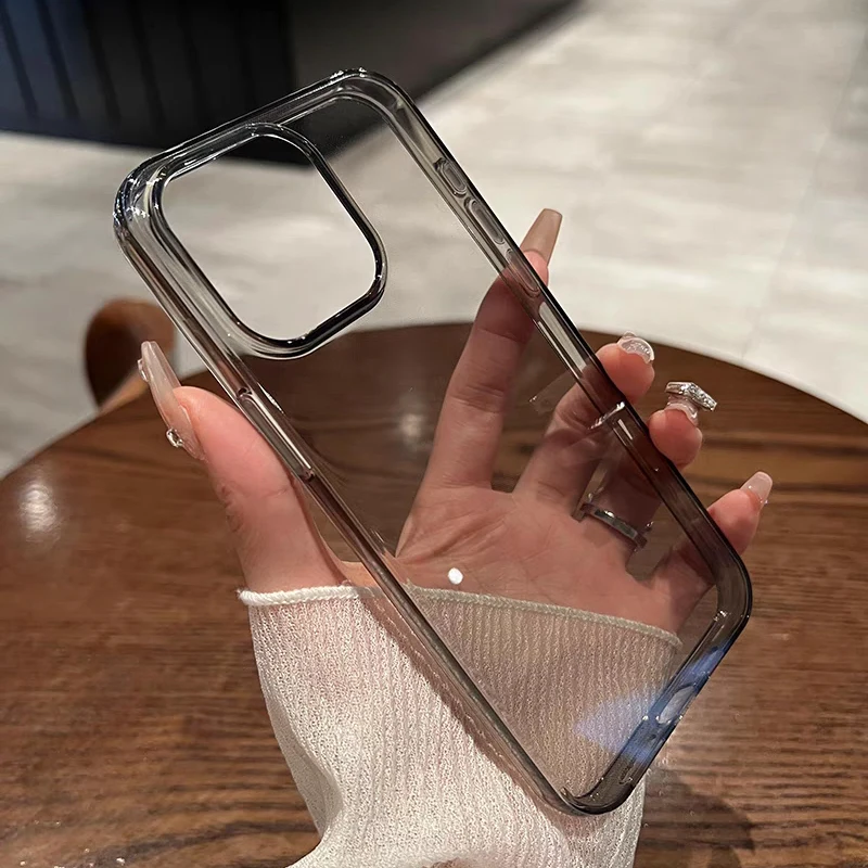 Роскошный прозрачный черный прозрачный чехол для iPhone 16, 15, 14, 13 ...