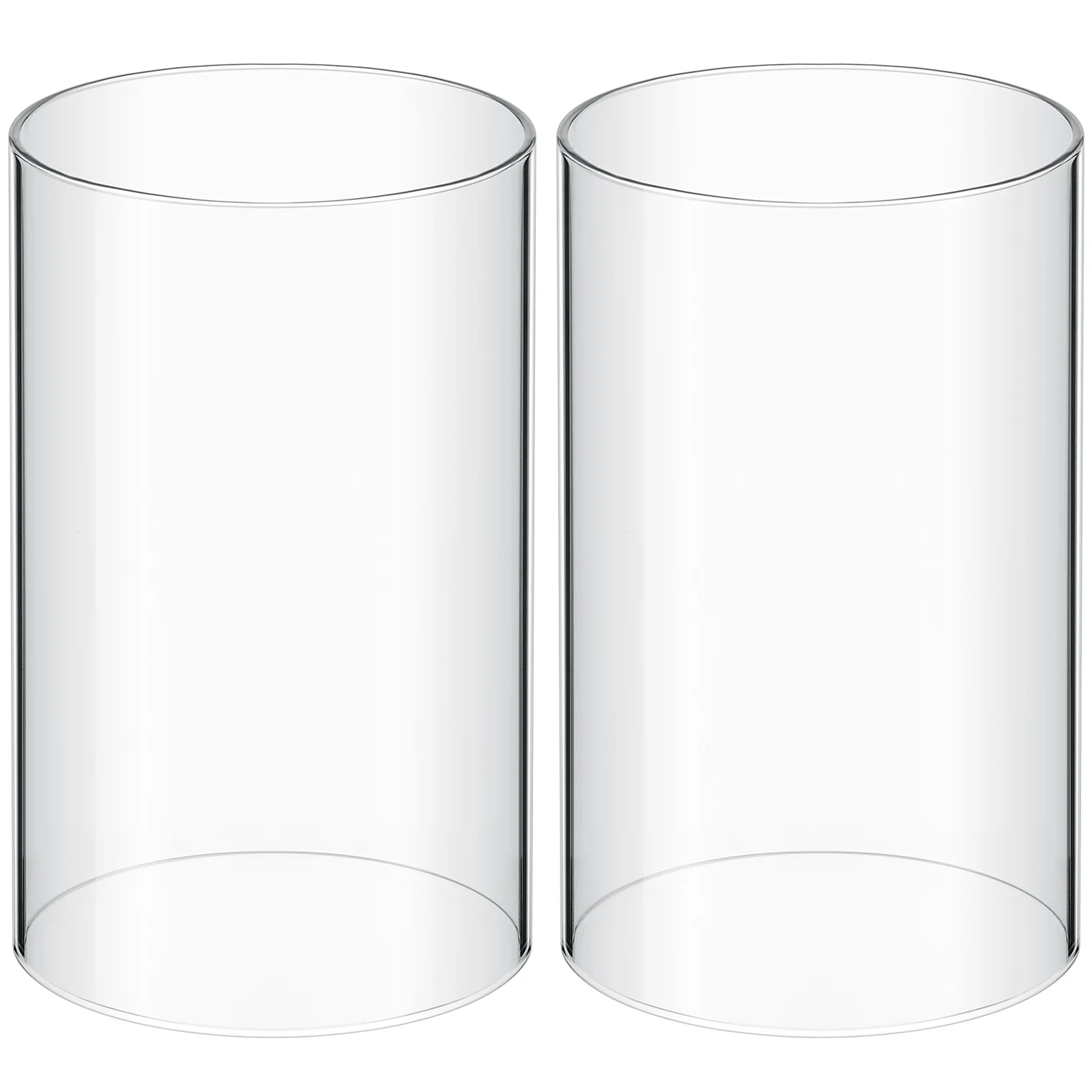 

2 Pcs Open-Ended Chimney Tubes Transparent Windproof Glass Protectors Covers Shades Holder Sleeves