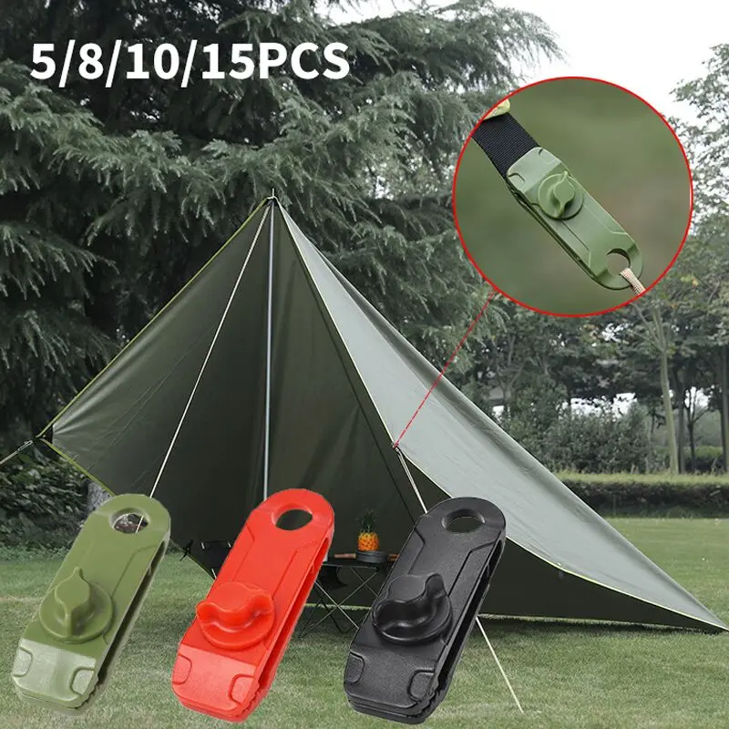 5/8/10/15PCS Tarpaulin Clip Tent Canopy Clips Buckle Reusable Wind Rope Clamps Outdoor Awning Mountaineering Camping Accessories
