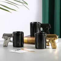 novel style mugs pistol grip shape handle light luxury cups 350 ml ceramic coffee drinks container