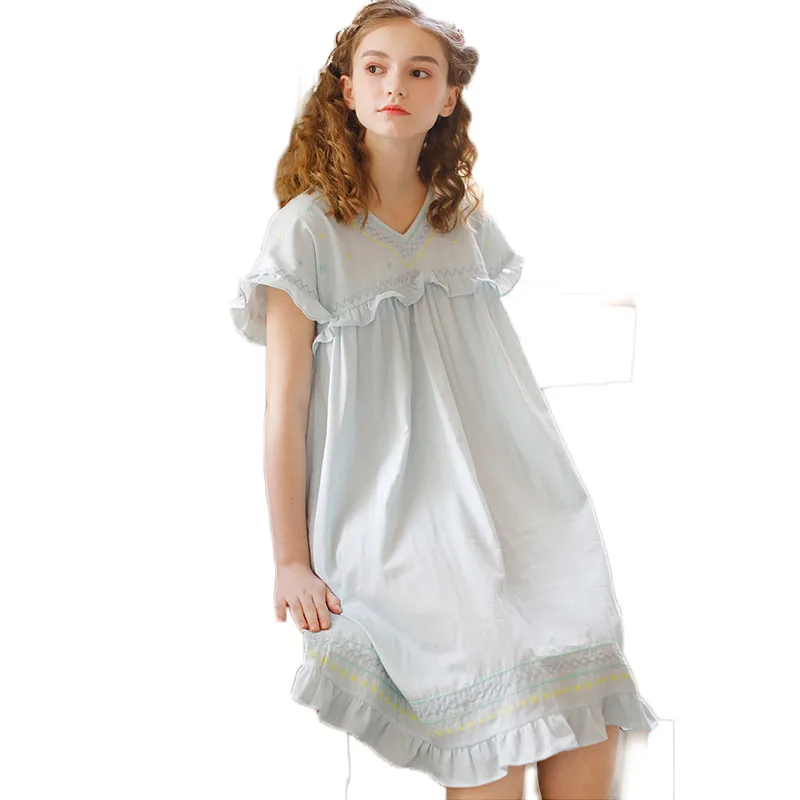 

2022 Women Sleep Dress Cotton Underwear V Neck Sleep Dress House Wear In Stock Pink