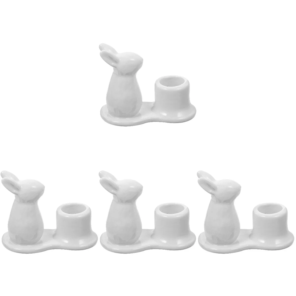

4pcs Rabbit Design Holder Cartoon Holder Ornament Ceramic Candlestick Holder