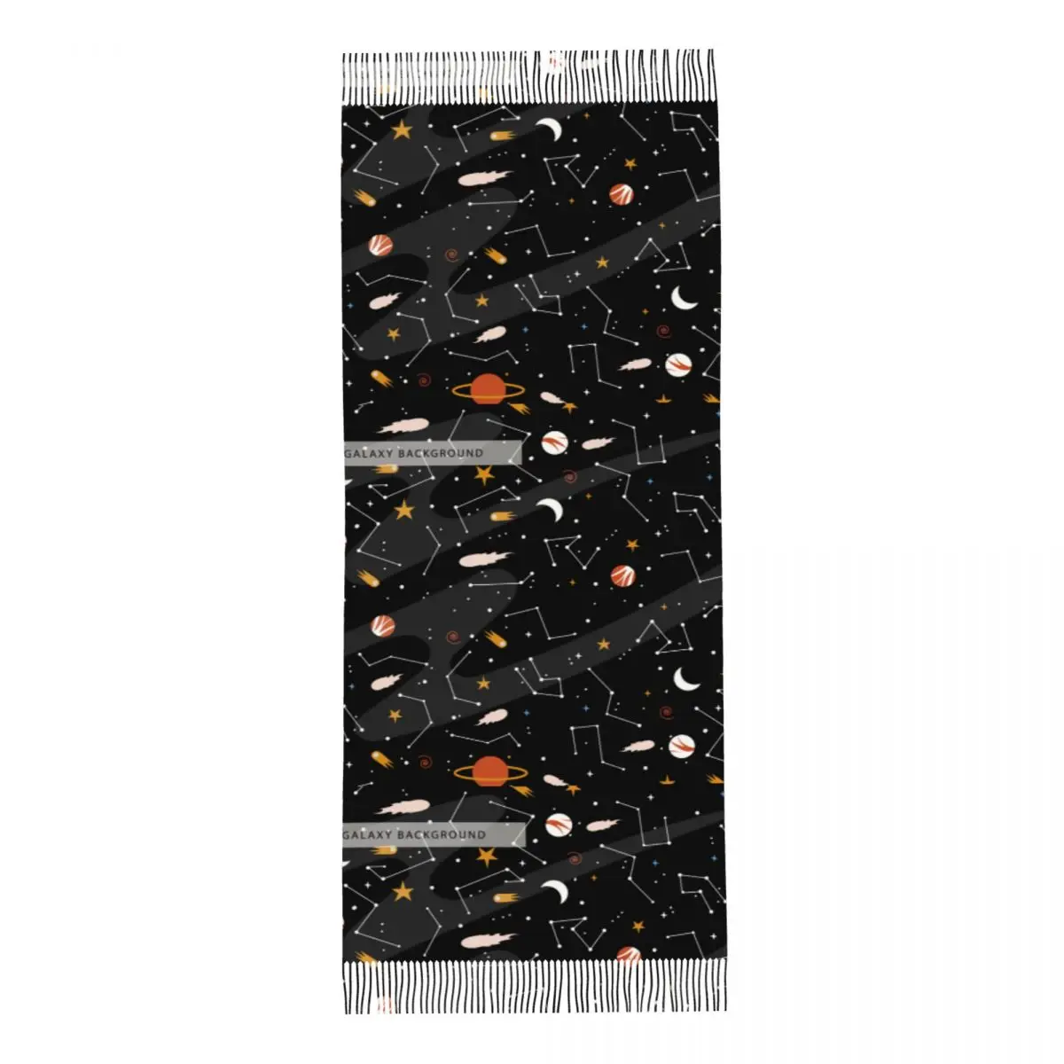 Индивидуальный красочный мужской шарф с длинной бахромой и принтом Галактики