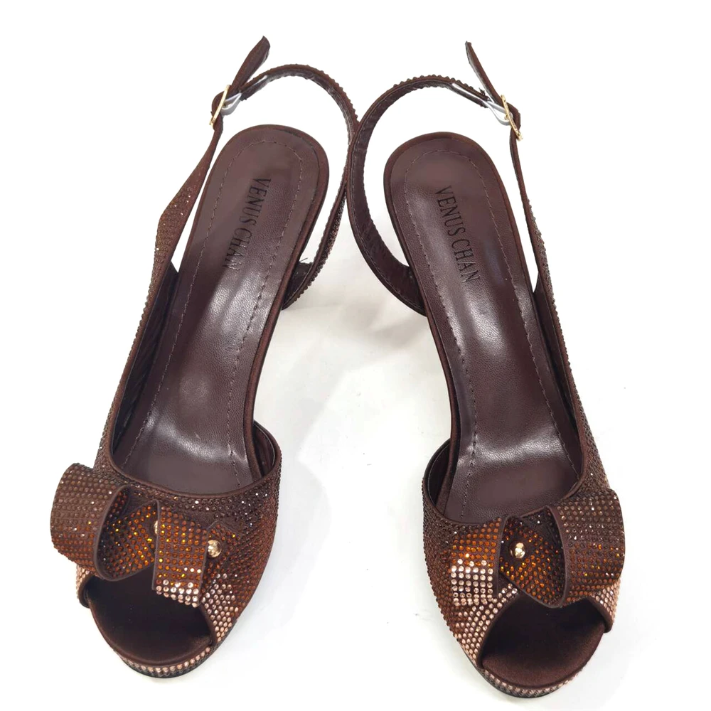 2024 нигерийские кофейные женские босоножки на высоком каблуке модные летние в