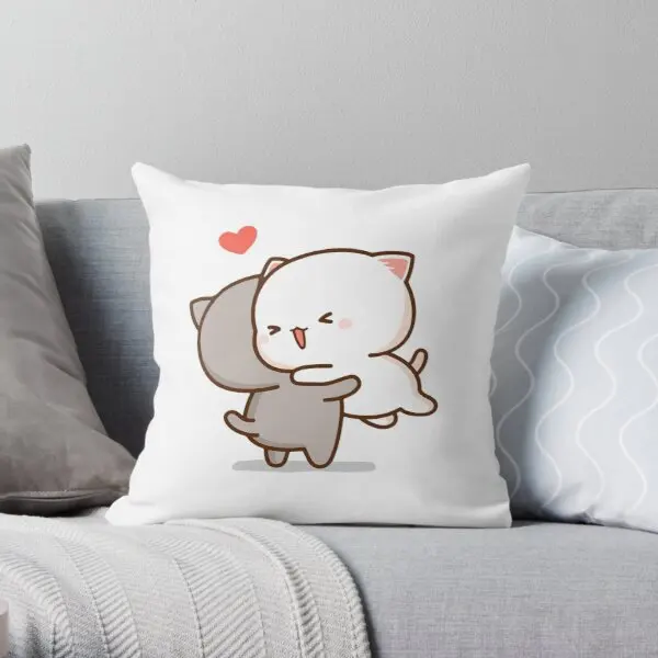 

Peach And Goma Hug Mochi Peach Cat Printing Throw Pillow Cover Case Square Anime Waist Wedding Bed Office Pillows not include