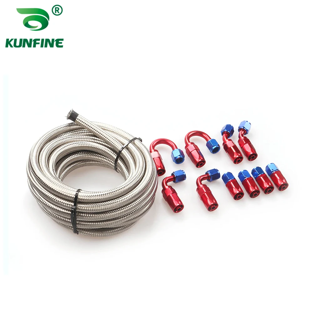

4AN 6AN 8AN 10AN 12AN Stainless Steel Braided 3M Braided Silver Fuel Hose Line W Swivel Hose End Fitting Kit Car Tuning Part