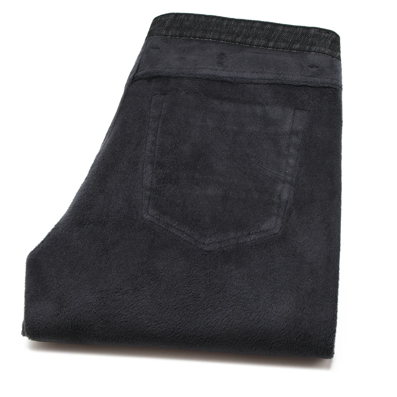 Зимние Брендовые прямые невыцветающие черные джинсы флисовые плотные теплые