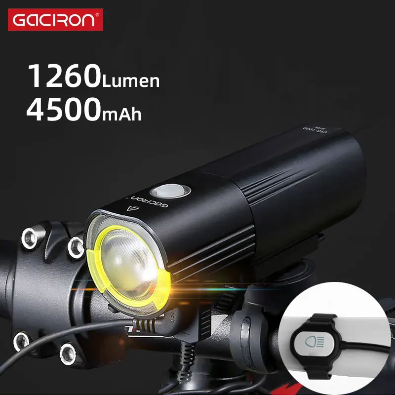 Gaciron V9SP-1260 Cycling Road Lighting LED Lamp 6 Modes 4500mAH USB Charge Power Bank Bicycle Handlebar Front Headlight