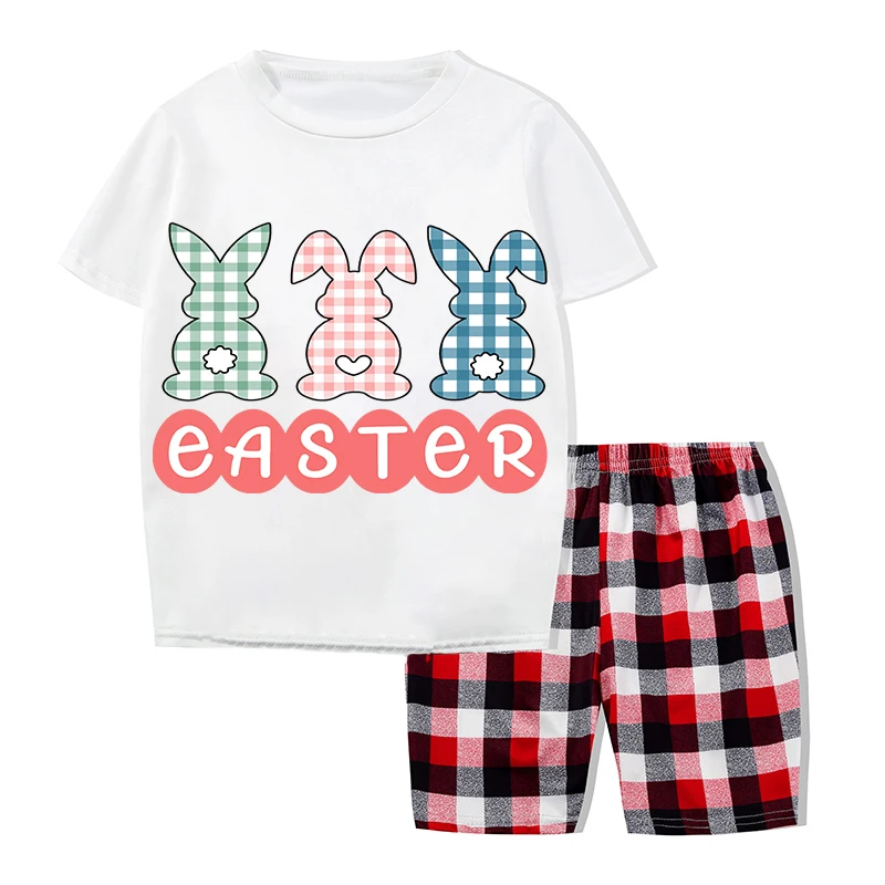 Easter Family Matching Pajamas Exclusive Design Happy Easter Bunny White Pajamas Set