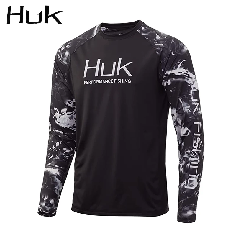 HUK  Fishing Shirts Men Long Sleeve Crewneck Sweatshirt Outdoor Uv Protection Breathable Fishing Clothing Camisa Pesca 2