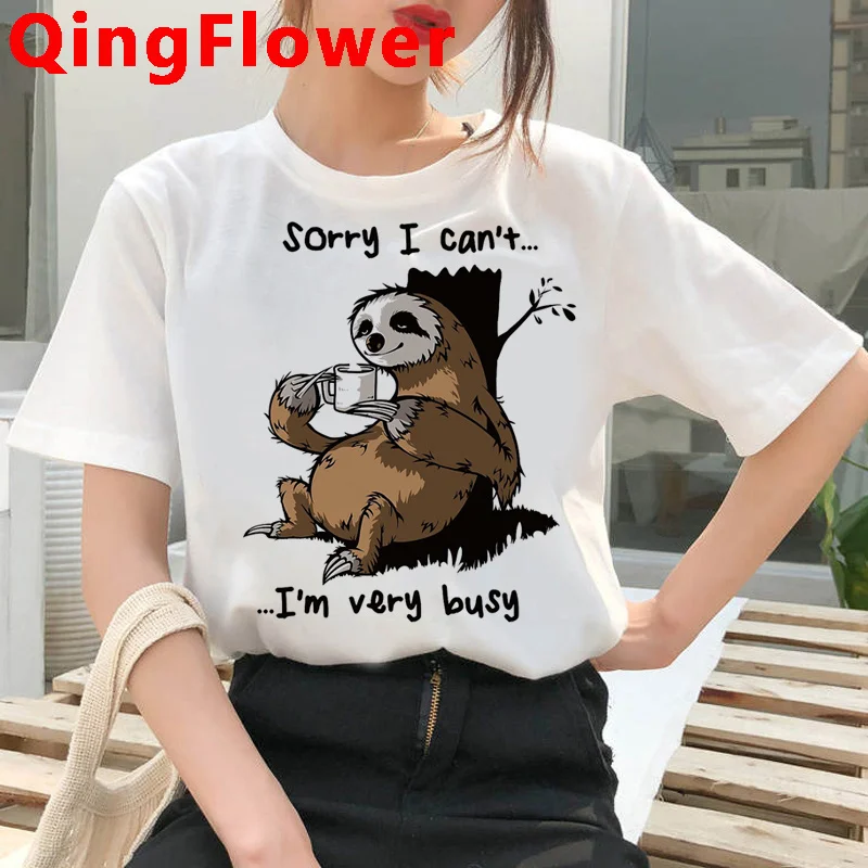 

Ленивец, женская летняя футболка в стиле Харадзюку, забавная футболка, уличная одежда для девушек