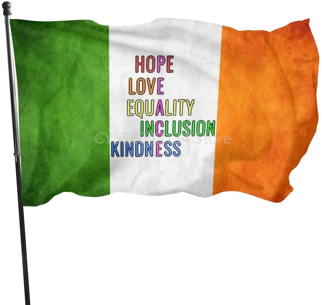 

Ireland Grunge Flag Hope Love Equality Inclusion kindenss Flag 3 x 5 ft Outdoor garden flag