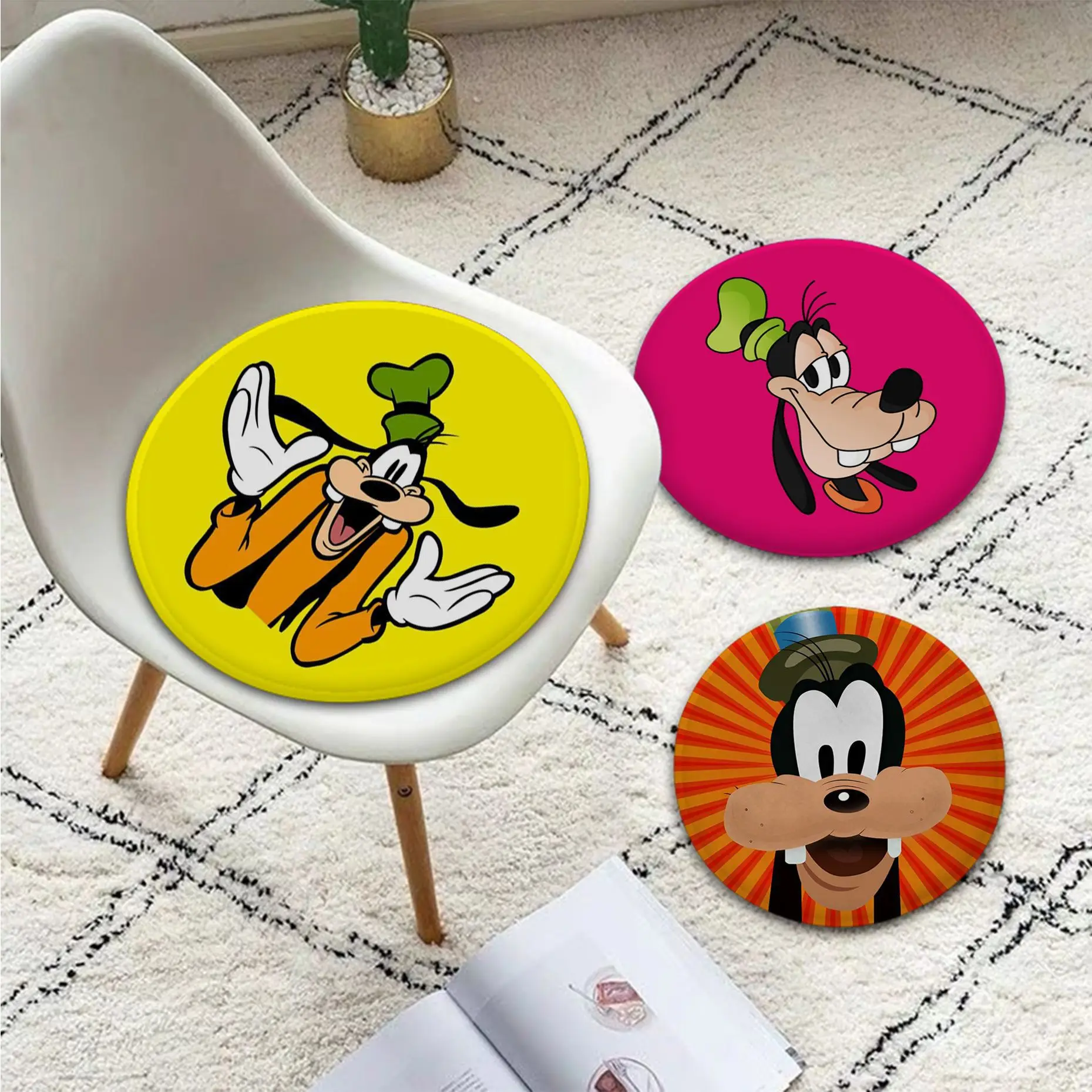 

Disney Goofy Happy Dog Art Seat Cushion Office Dining Stool Pad Sponge Sofa Mat Non-Slip Chair Cushions