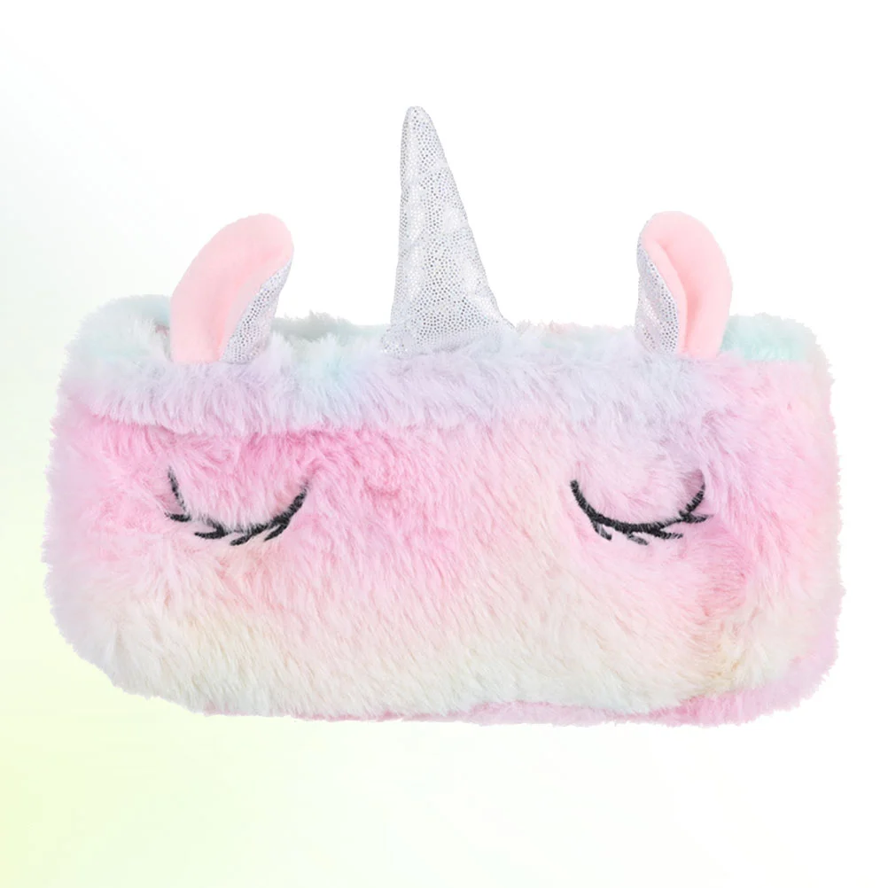 Красочная плюшевая сумка-карандаш для девочек сумка хранения канцелярских