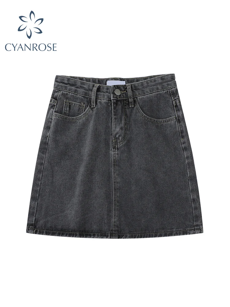 

Women's High Waist Denim Mini Skirt Streetwear Vintage Loose Korean Casual E-girl Y2K Ladies A Line Short Skirt Tide 2022 Spring